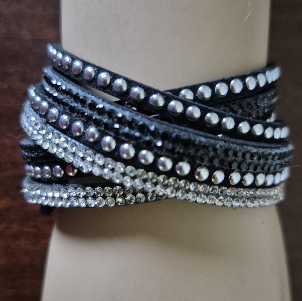 Black and Silver Wrap Bracelet